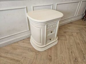 Vintage Louis XV bedside table, white, with 2 drawers.
