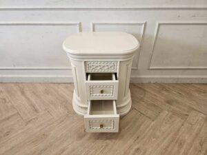 Vintage Louis XV bedside table, white, with 2 drawers.