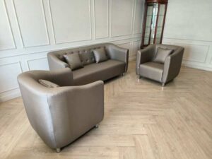 Cozy Modern 1+2+1 Leather Sofa Set – Taupe
