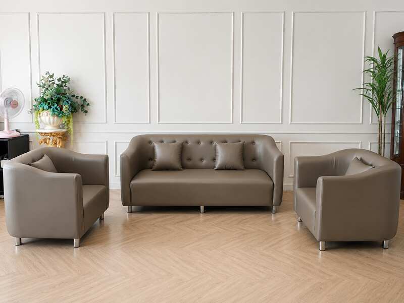 Cozy Modern 1+2+1 Leather Sofa Set – Taupe
