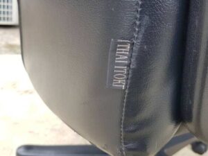 Executive office chair, black leather cushion