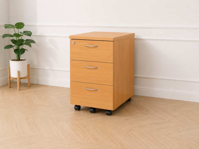 Mobile cabinet on wheels 3 drawers wood color Logica brand_F0J3JUPLIT