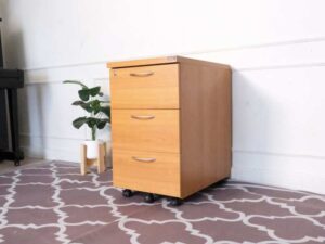Mobile cabinet on wheels 3 drawers wood color Logica brand_F0J3JUPLIT