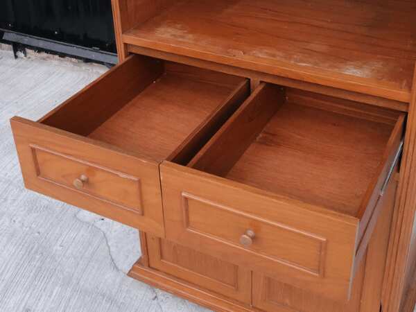 Teak wood frame cabinet, 2 drawers, 2 doors, TV cabinet, hotel work_FBBE7MS14Q