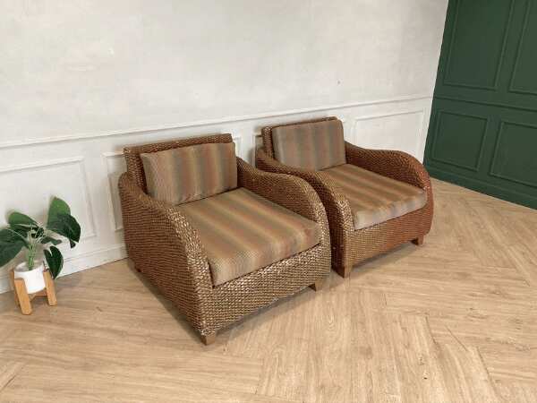 Rattan armchair, fabric cushion, brown_LLRVBEZ4NW_G1FDQE2RO3