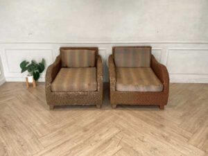 Rattan armchair, fabric cushion, brown_LLRVBEZ4NW_G1FDQE2RO3