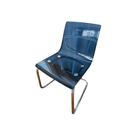 Plastic chair with steel legs, clear color, IKEA brand, TOBIAS model (1)_G6E67MFWXX