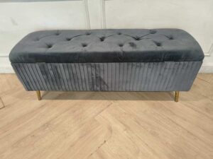 Velvet Storage Bench, Grey