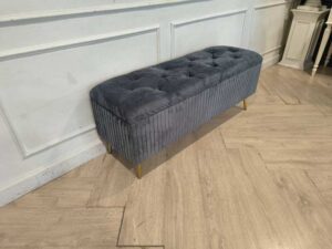 Velvet Storage Bench, Grey