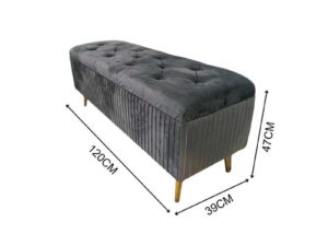 Velvet Storage Bench, Grey