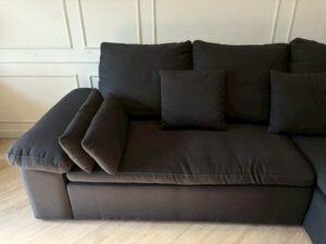 L-shaped corner sofa, 3-seater, gray fabric upholstery. (1)