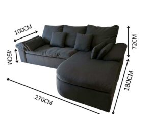 L-shaped corner sofa, 3-seater, gray fabric upholstery. (1)