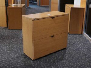Wooden filing cabinet, 2 drawers, hanging file type, brown (no key)_GJJYEGVIQE