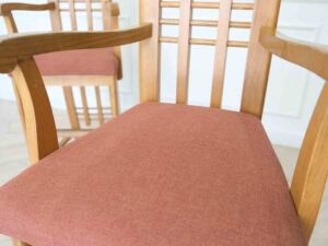 Children's chair, wooden frame (high seat), children's dining chair Brick orange fabric upholstery_GSDXDQTYMG