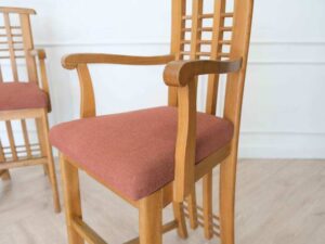 Children's chair, wooden frame (high seat), children's dining chair Brick orange fabric upholstery_GSDXDQTYMG