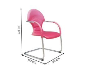 Reception chair, U-leg, leather seat, red