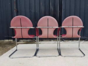 Reception chair, U-leg, leather seat, red