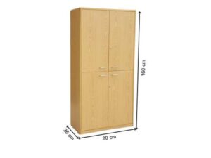 Document Cabinet, 4-Door Storage Cabinet, Brown Wooden Frame