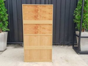 Document Cabinet, 4-Door Storage Cabinet, Brown Wooden Frame