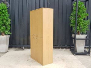 Document Cabinet, 4-Door Storage Cabinet, Brown Wooden Frame