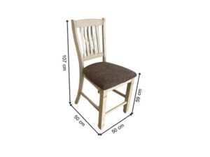 Wooden Dining Table with 4 Drawers, Cream Colored Wooden Chairs with Fabric Upholstery, BOLANBURG Model