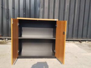 2-Door MDF File Cabinet, Gray and Brown, PERFECT Brand