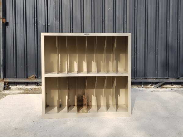2-tier vertical file shelf, 16 compartments, steel frame, cream color, Lucky brand