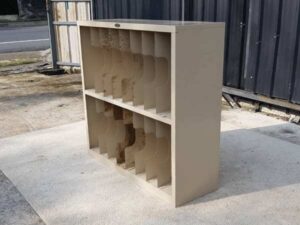 2-tier vertical file shelf, 16 compartments, steel frame, cream color, Lucky brand