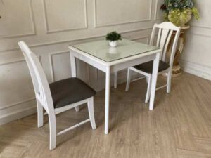 2-seat dining table set, glass top, modern style
