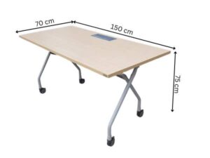 Work desk, folding table with wheels and power strip, Practika brand