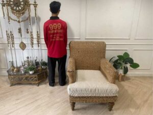 Rattan chair with comfortable fabric cushion._HXKUJH1YDN