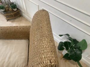 Rattan chair with comfortable fabric cushion._HXKUJH1YDN