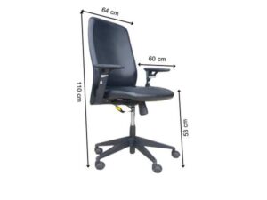 Office chair, leather seat and backrest, steel legs, black, Rockworth brand._HXRBRWG2AA