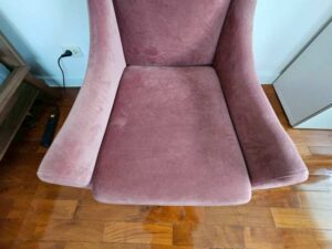 Single-seater sofa, velvet upholstery, pink. (1)