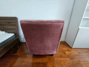 Single-seater sofa, velvet upholstery, pink. (1)