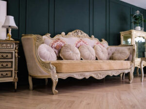 Louis sofa, 3 seat sofa, luxurious Louis style, imported product, white, wooden frame._I7IVKUJ6X4