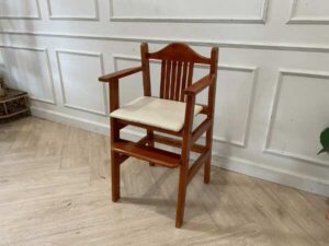 Children's chair, wooden frame, leather seat, white_I7U9R1VSCA