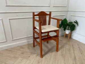 Children's chair, wooden frame, leather seat, white_I7U9R1VSCA