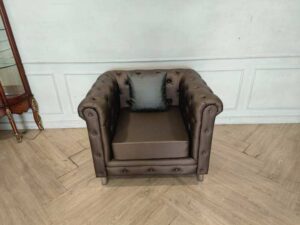 Brown Chesterfield Leather Sofa Set (1+2+1)