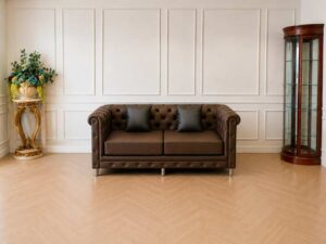 Brown Chesterfield Leather Sofa Set (1+2+1)