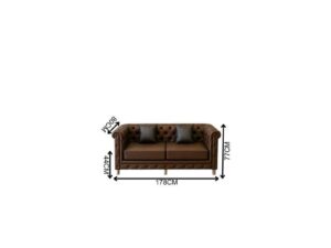 Brown Chesterfield Leather Sofa Set (1+2+1)