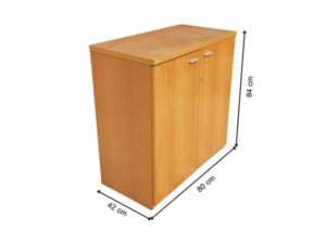 Two-door filing cabinet, brown wooden frame