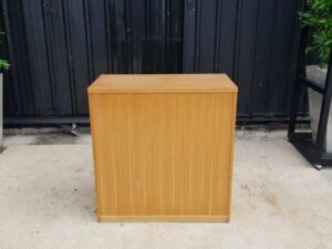 Two-door filing cabinet, brown wooden frame
