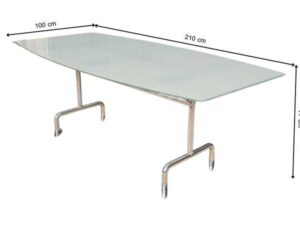 6-8 seater conference table with glass top and steel legs