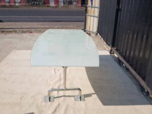 6-8 seater conference table with glass top and steel legs