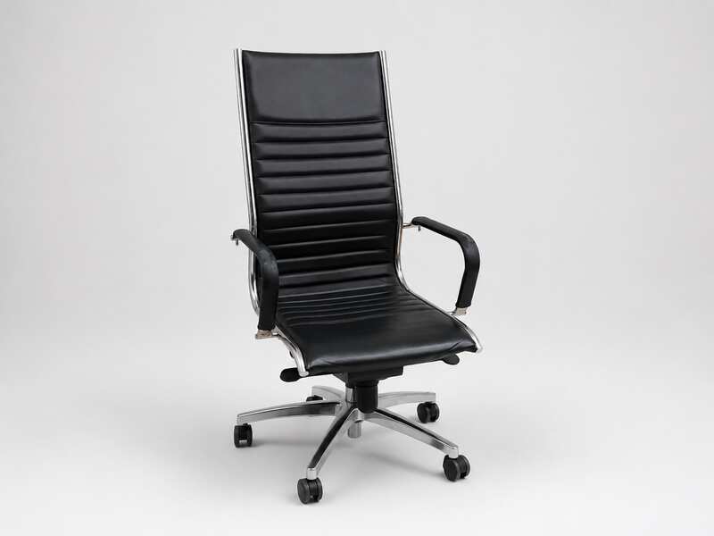 Office chair, steel frame, leather covering, black, Modernform brand._P1WMHILH6K_IV36GG9ZET