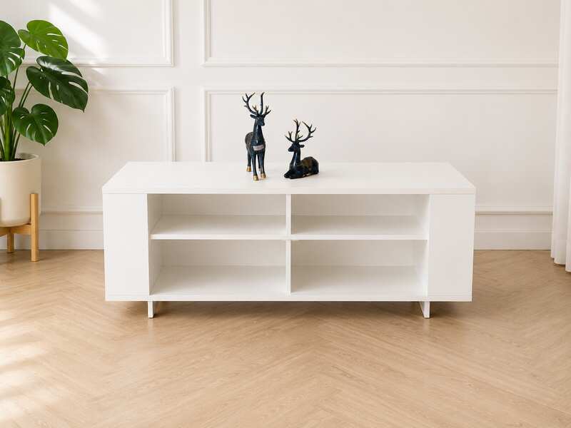 Wooden TV shelf, 2 shelves, white_IVPB510VXL