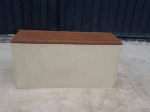 Lucky brand 2-door sliding file cabinet with wood top and steel frame, gray.