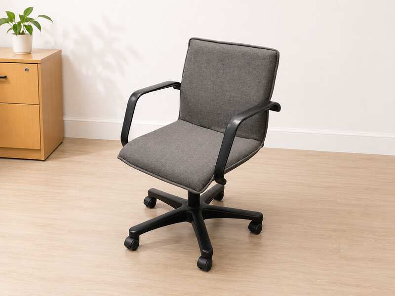 Office chair, gray fabric cushion_J06P5XKL7P