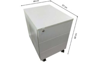 Mobile 3-drawer cabinet with wheels, gray.